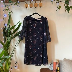 Simons chiffon-style shift dress, Navy, Size 6